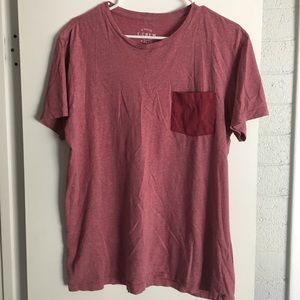 J Crew Pink/Maroon Pocket Tee